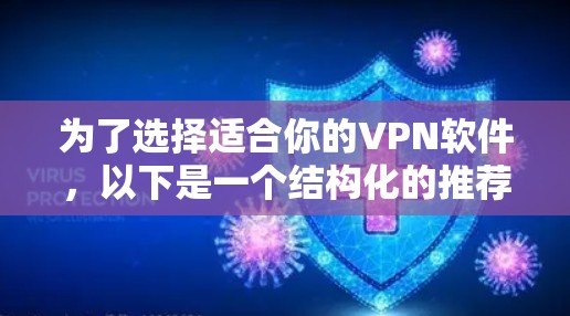 为了选择适合你的VPN软件，以下是一个结构化的推荐指南